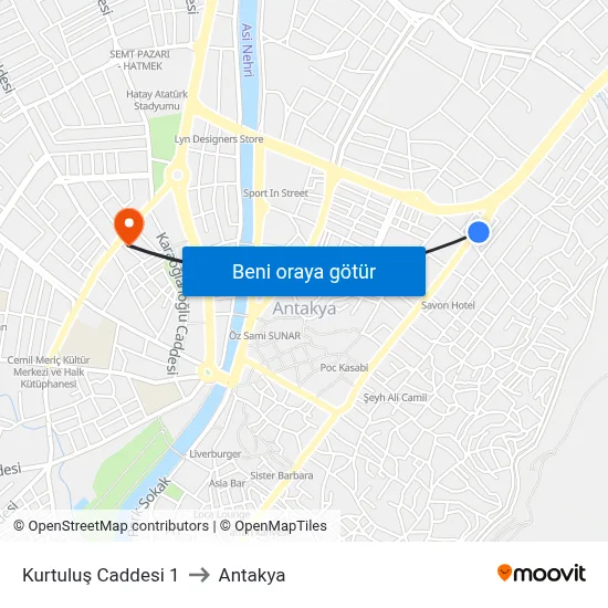 Kurtuluş Caddesi 1 to Antakya map