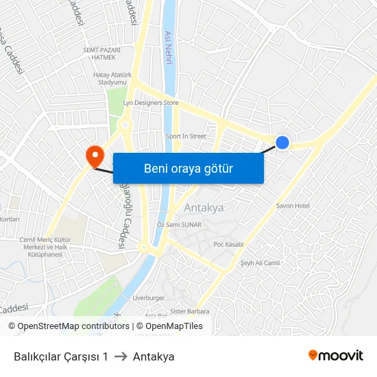 Balıkçılar Çarşısı 1 to Antakya map