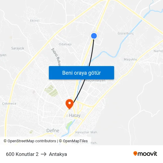 600 Konutlar 2 to Antakya map