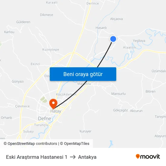 Eski Araştırma Hastanesi 1 to Antakya map