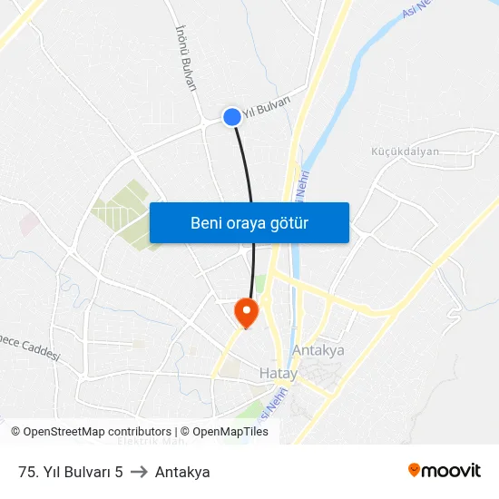 75. Yıl Bulvarı 5 to Antakya map