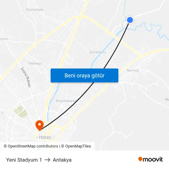 Yeni Stadyum 1 to Antakya map