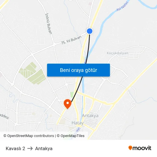 Kavaslı 2 to Antakya map