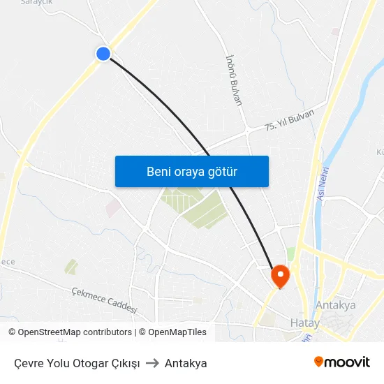 Çevre Yolu Otogar Çıkışı to Antakya map