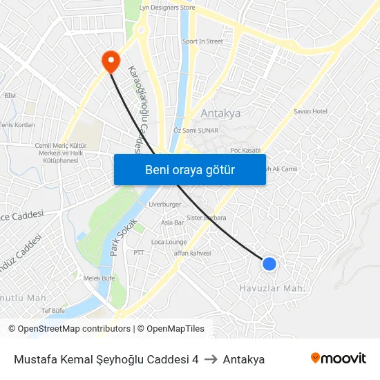Mustafa Kemal Şeyhoğlu Caddesi 4 to Antakya map