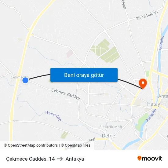 Çekmece Caddesi 14 to Antakya map
