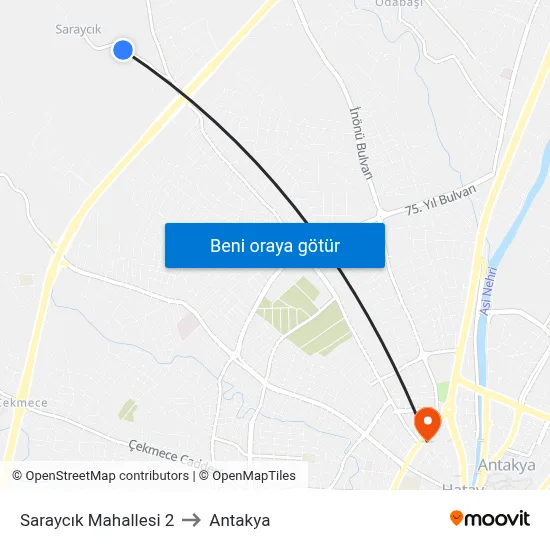 Saraycık Mahallesi 2 to Antakya map