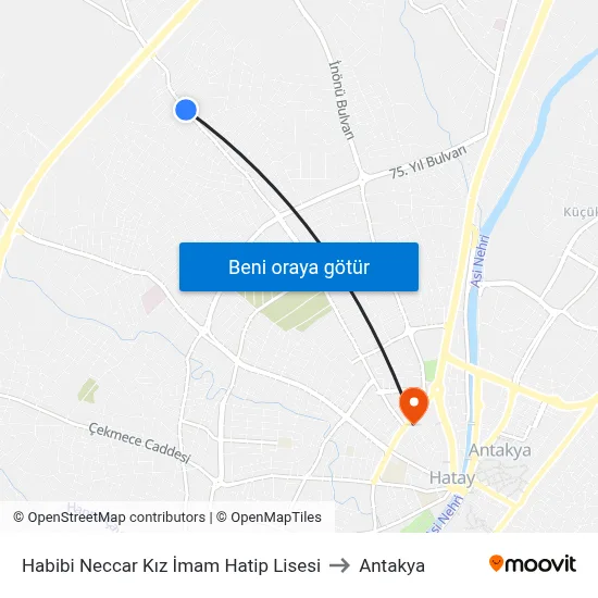 Habibi Neccar Kız İmam Hatip Lisesi to Antakya map