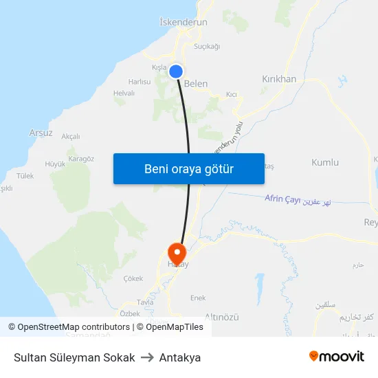 Sultan Süleyman Sokak to Antakya map