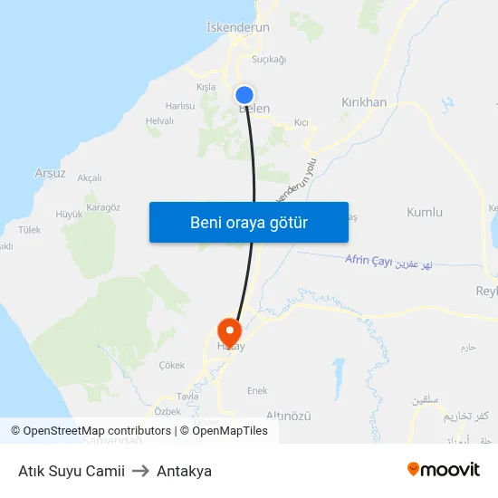 Atık Suyu Camii to Antakya map