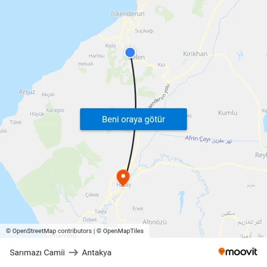 Sarımazı Camii to Antakya map