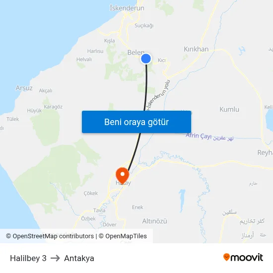 Halilbey 3 to Antakya map