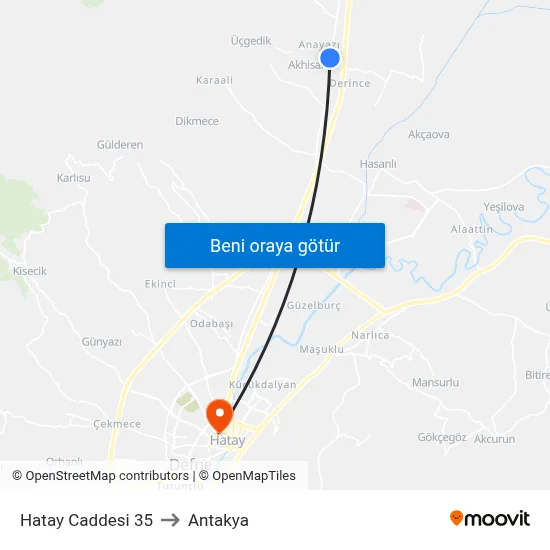 Hatay Caddesi 35 to Antakya map