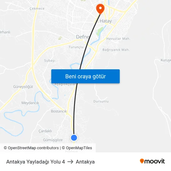 Antakya Yayladağı Yolu 4 to Antakya map