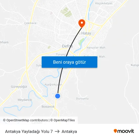 Antakya Yayladağı Yolu 7 to Antakya map