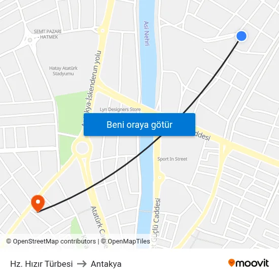 Hz. Hızır Türbesi to Antakya map