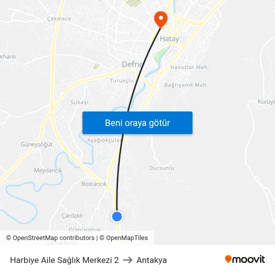 Harbiye Aile Sağlık Merkezi 2 to Antakya map