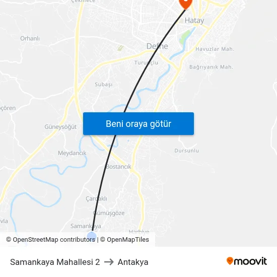 Samankaya Mahallesi 2 to Antakya map