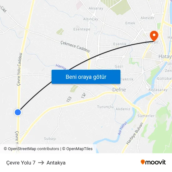 Çevre Yolu 7 to Antakya map