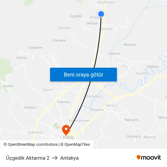 Üçgedik Aktarma 2 to Antakya map