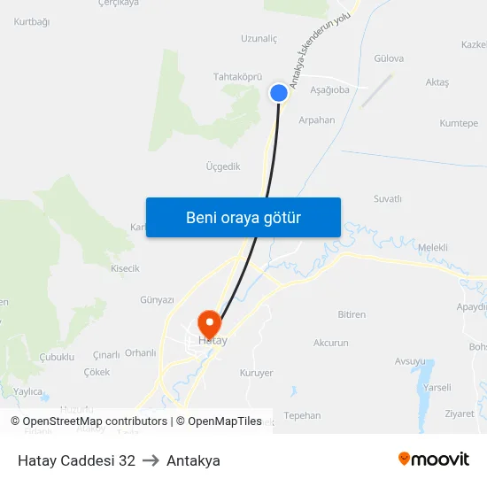Hatay Caddesi 32 to Antakya map