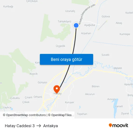 Hatay Caddesi 3 to Antakya map