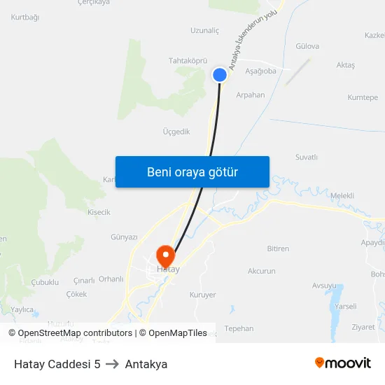 Hatay Caddesi 5 to Antakya map