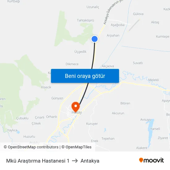 Mkü Araştırma Hastanesi 1 to Antakya map