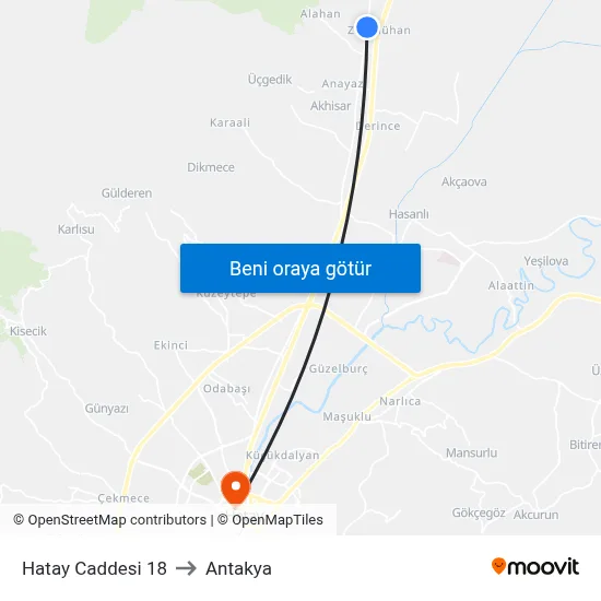 Hatay Caddesi 18 to Antakya map