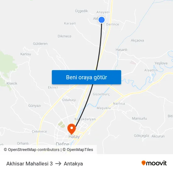 Akhisar Mahallesi 3 to Antakya map