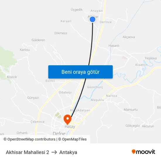 Akhisar Mahallesi 2 to Antakya map