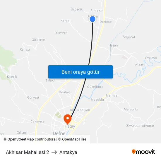 Akhisar Mahallesi 2 to Antakya map