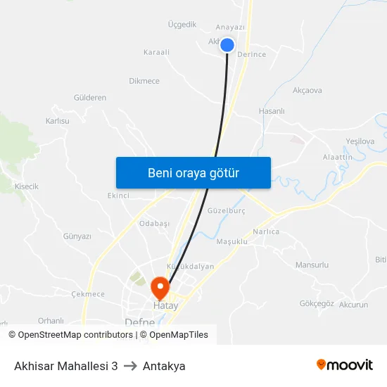 Akhisar Mahallesi 3 to Antakya map