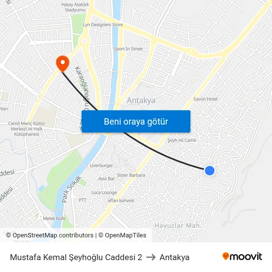 Mustafa Kemal Şeyhoğlu Caddesi 2 to Antakya map