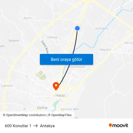 600 Konutlar 1 to Antakya map