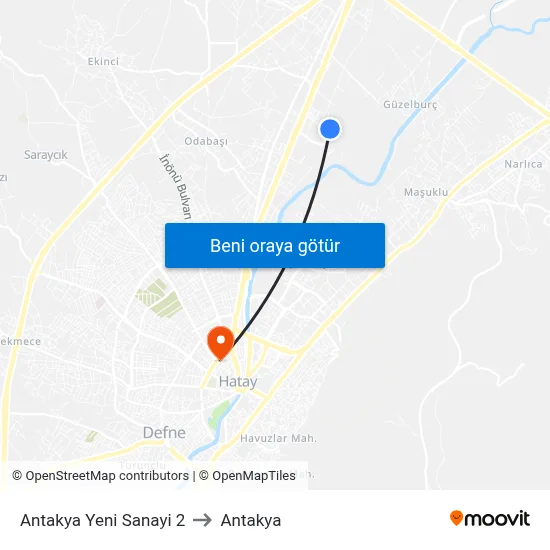 Antakya Yeni Sanayi 2 to Antakya map