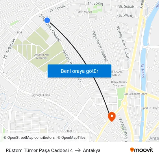 Rüstem Tümer Paşa Caddesi 4 to Antakya map