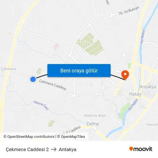 Çekmece Caddesi 2 to Antakya map