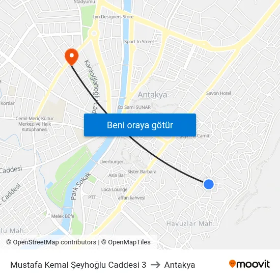 Mustafa Kemal Şeyhoğlu Caddesi 3 to Antakya map