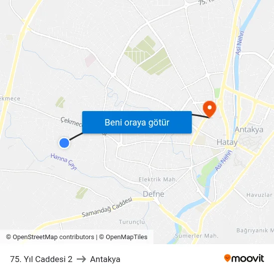 75. Yıl Caddesi 2 to Antakya map