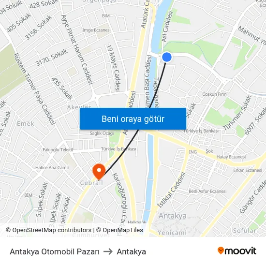Antakya Otomobil Pazarı to Antakya map