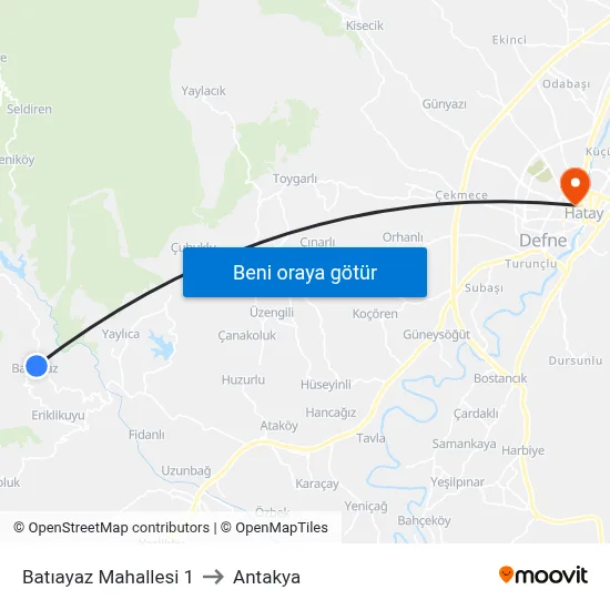 Batıayaz Mahallesi 1 to Antakya map