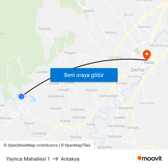 Yaylıca Mahallesi 1 to Antakya map