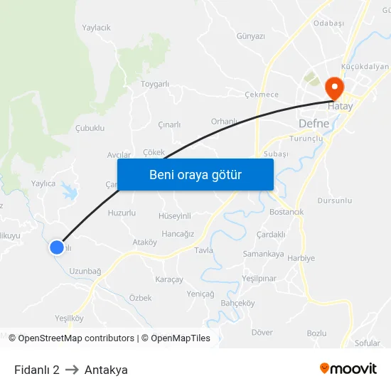 Fidanlı 2 to Antakya map