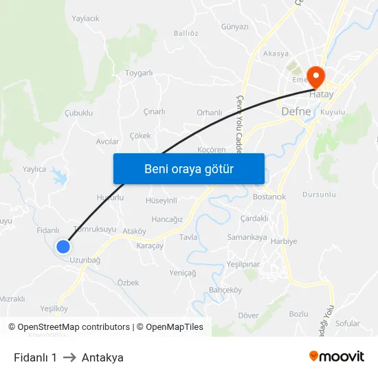 Fidanlı 1 to Antakya map