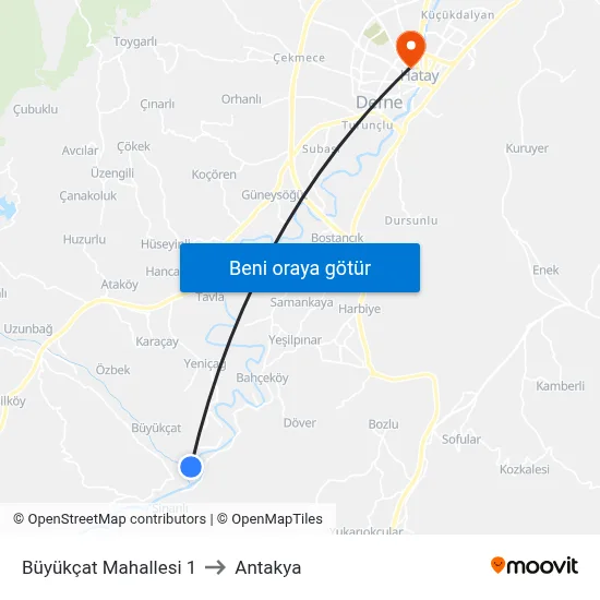 Büyükçat Mahallesi 1 to Antakya map