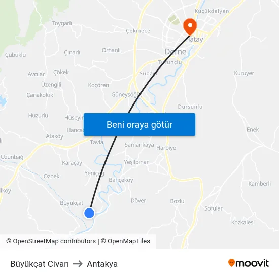 Büyükçat Civarı to Antakya map