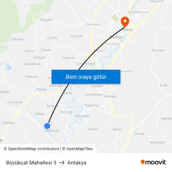 Büyükçat Mahallesi 3 to Antakya map