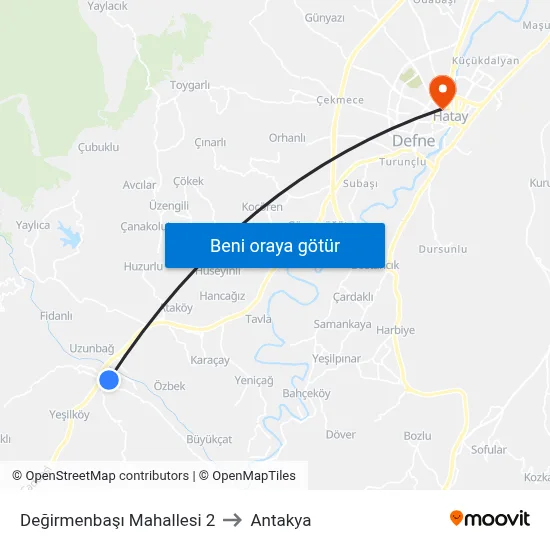 Değirmenbaşı Mahallesi 2 to Antakya map