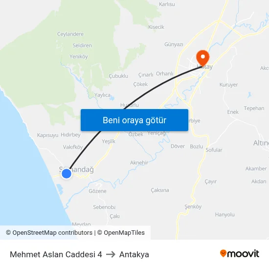Mehmet Aslan Caddesi 4 to Antakya map